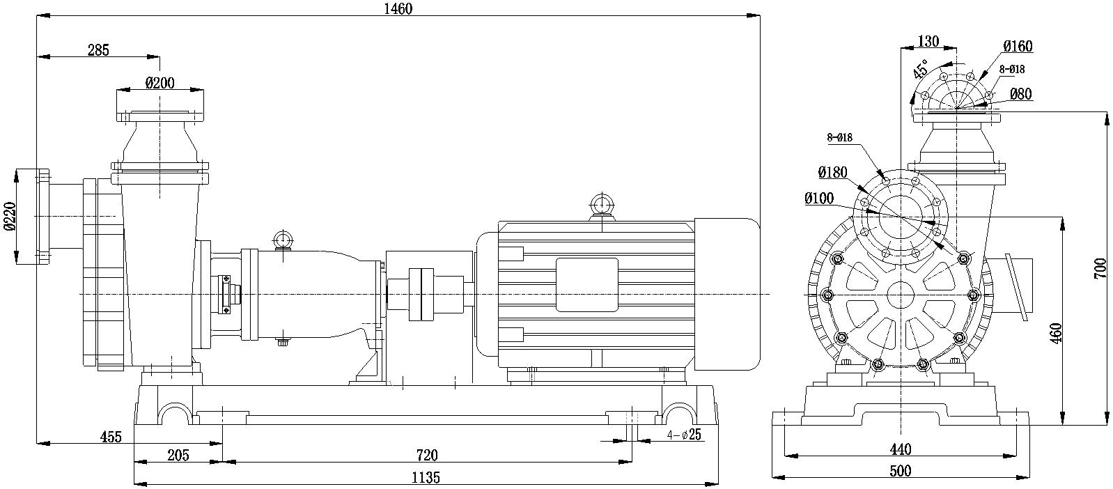 Габаритный чертеж модели Vetlan 100FZB-30L_185