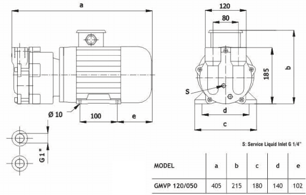 Габаритный чертеж насоса Ангара GMVP 120/050