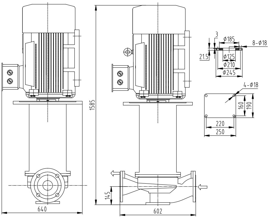 Габаритный чертеж насоса ZY Technology LQLRY 125-125-260 