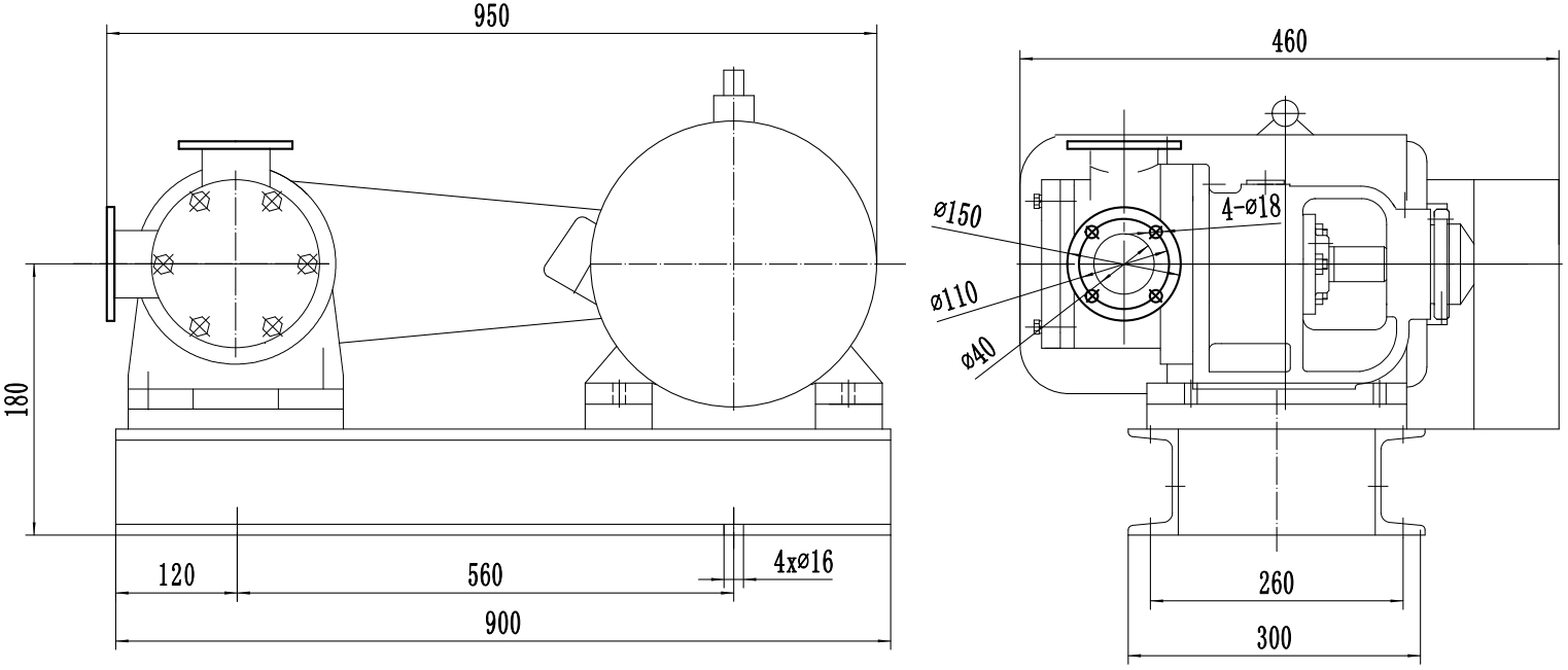 Габаритный чертеж насоса ZY Technology NYP-3.6-2.2-587-B