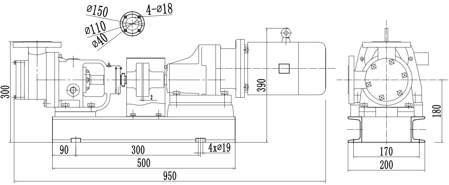 Габаритный чертеж насоса ZY Technology NYP-3.6-1.5-587-R