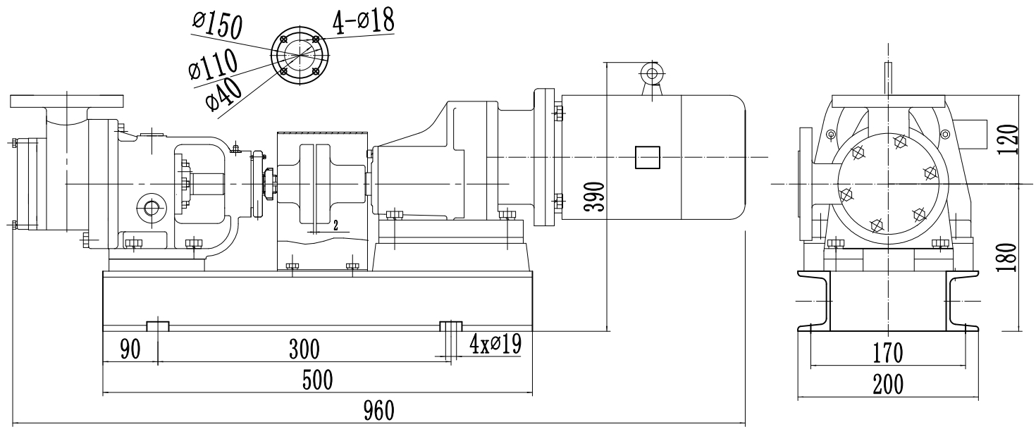 Габаритный чертеж насоса ZY Technology NYP-7A-3-587-R
