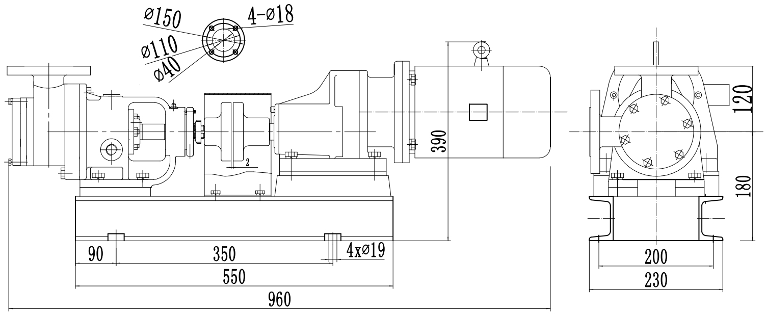 Габаритный чертеж насоса ZY Technology NYP-7A-2.2-587-R