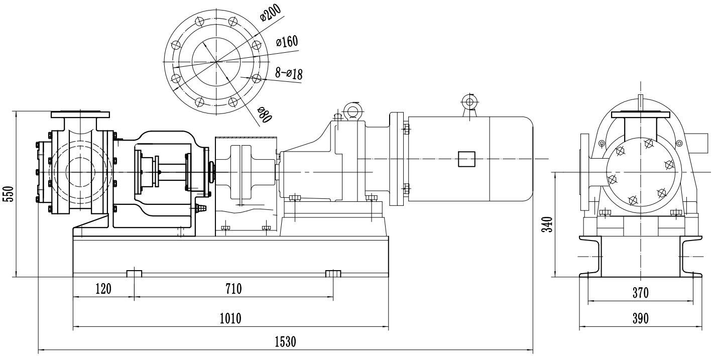 Габаритный чертеж насоса ZY Technology NYP-80-11-305-R