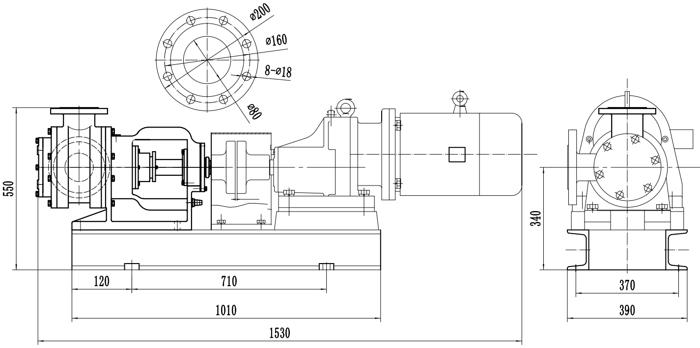 Габаритный чертеж насоса ZY Technology NYP-111A-15-314-R