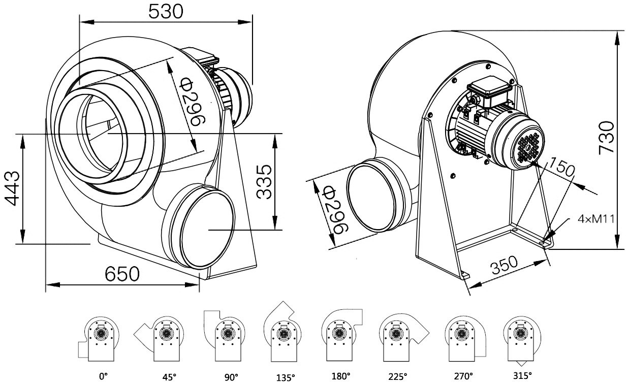 Габаритный чертеж модели MPC-F4T-300