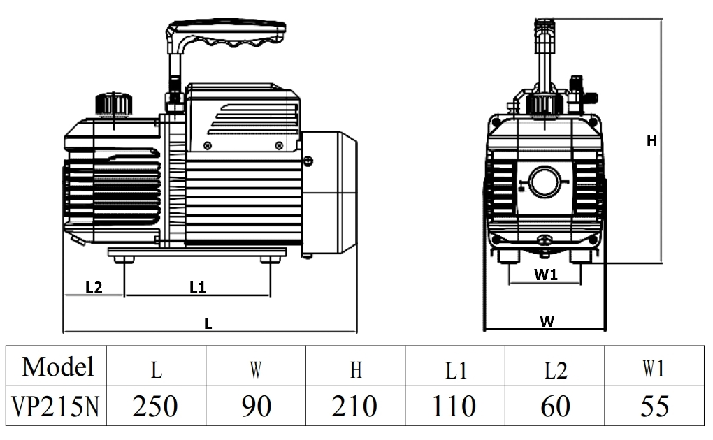 Габаритный чертеж насоса VP215N