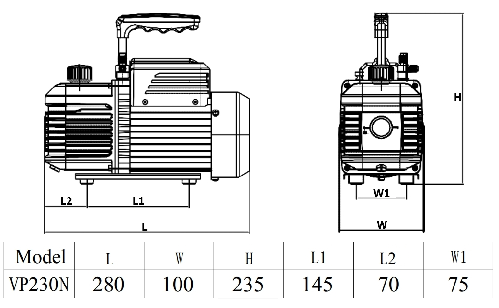 Габаритный чертеж насоса VP230N