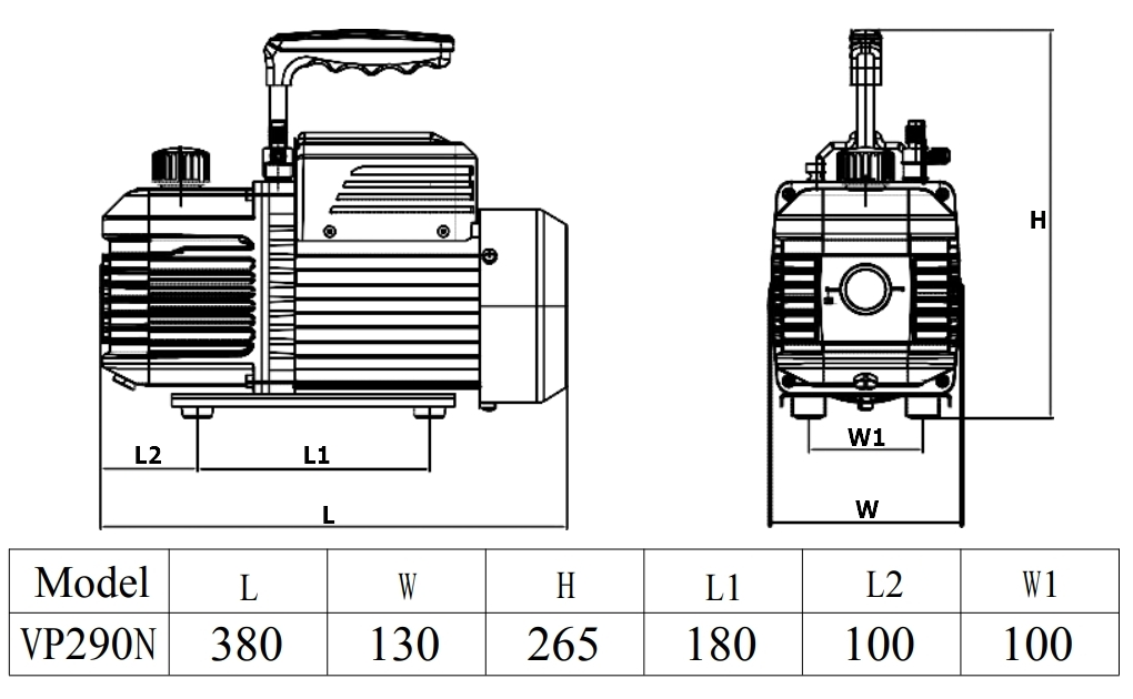 Габаритный чертеж насоса VP290N