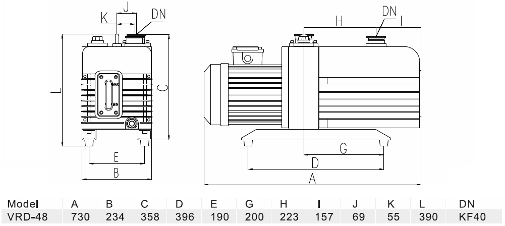 Габаритный чертеж модели Value VRD-48