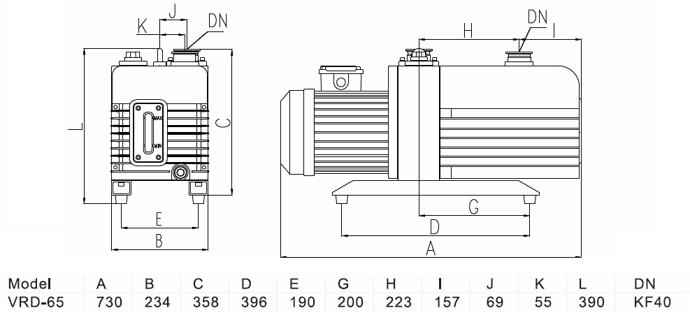 Габаритный чертеж модели Value VRD-65