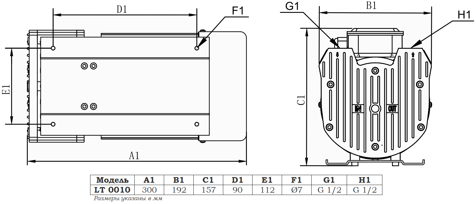 Габаритный чертеж модели Vetlan LT 0010_380