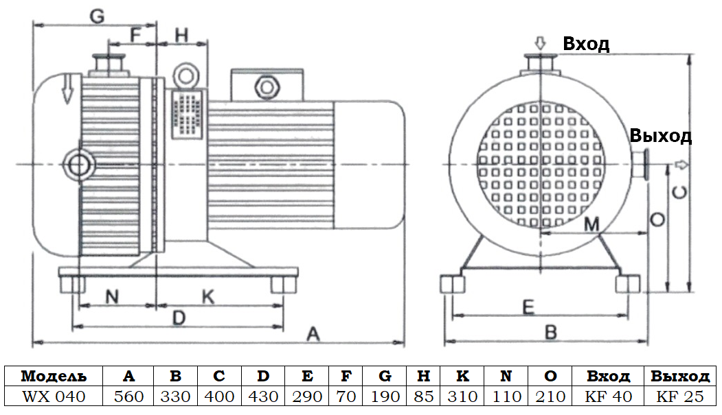 Габаритный чертеж модели Zenova WX 040