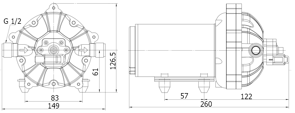 Габаритный чертеж модели Zenova DP-70-220V