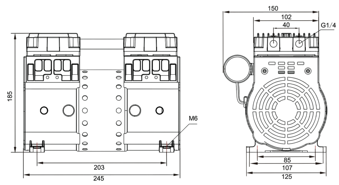 Габаритный чертеж модели RP-1400H-220