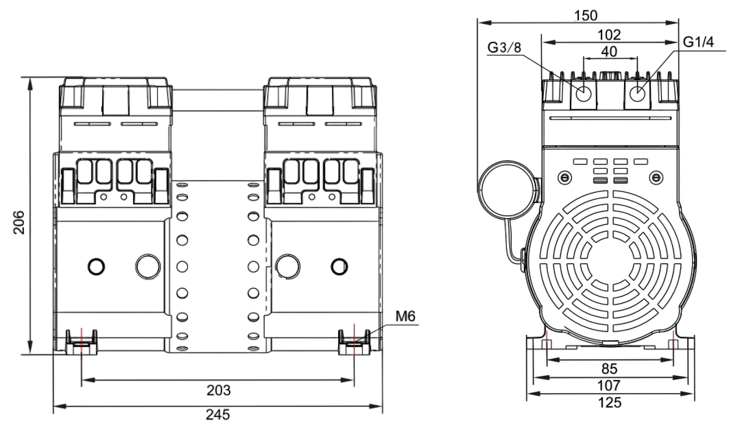 Габаритный чертеж модели RP-2000H-380