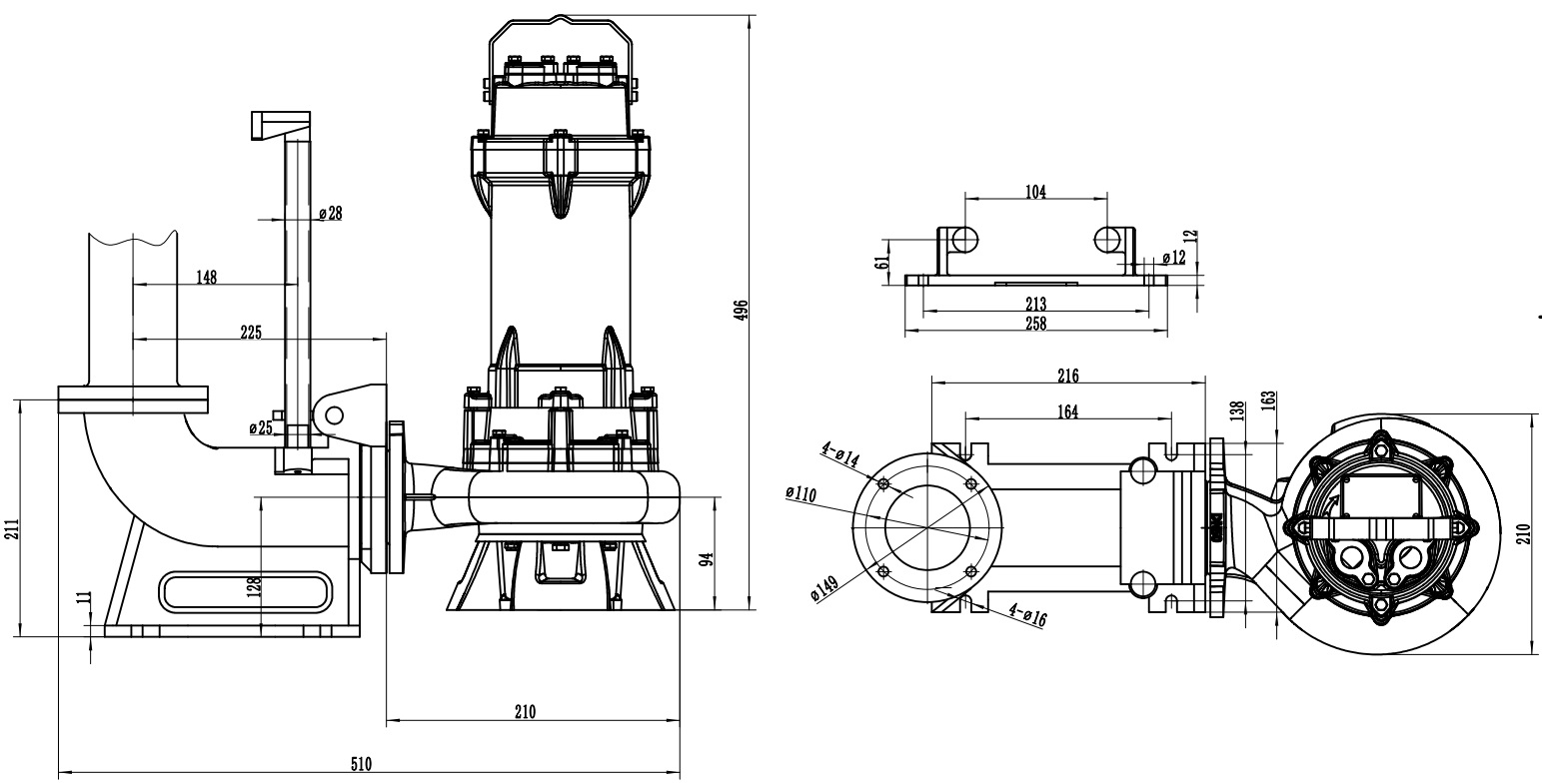 Габаритный чертеж модели Fancy 50WQ10-10-0.75/2