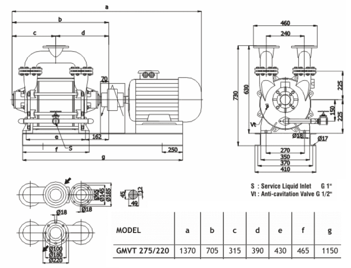 Габаритный чертеж насоса Ангара GMVT 275/220