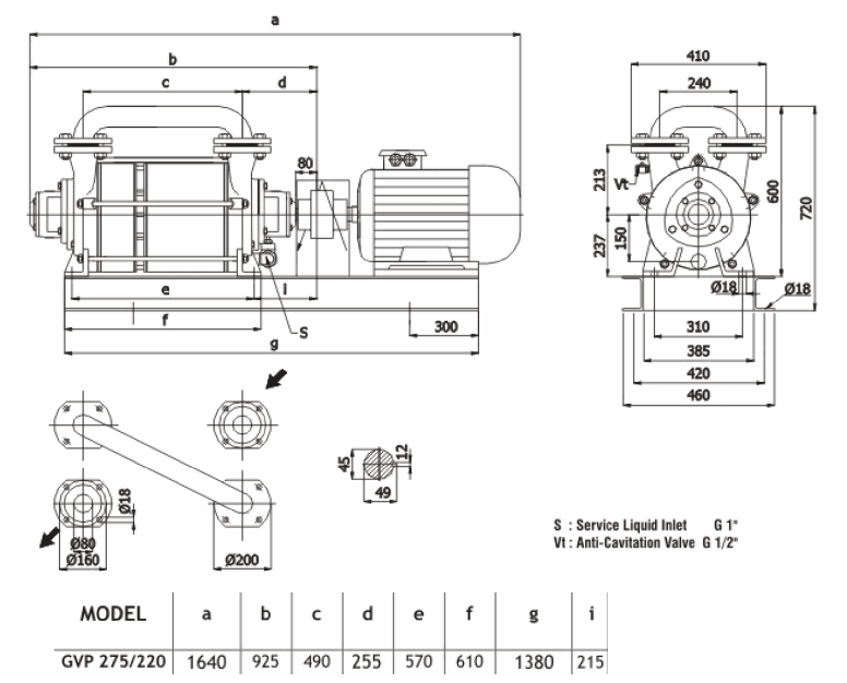 Габаритный чертеж насоса Ангара GVP 275/220
