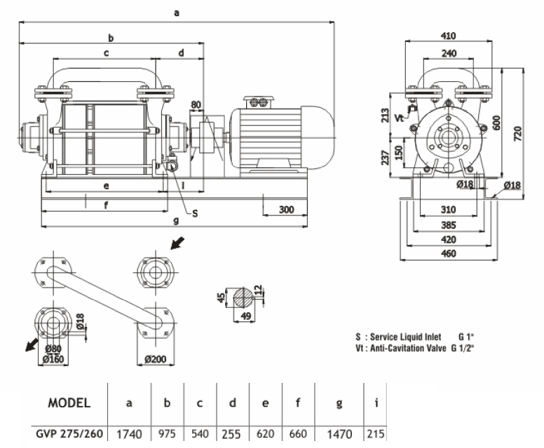 Габаритный чертеж насоса Ангара GVP 275/260