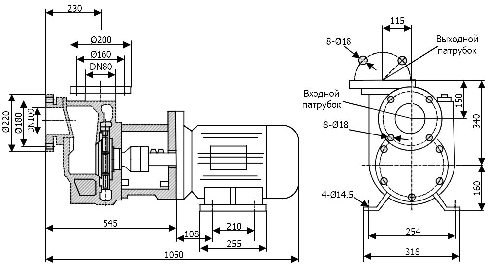 Габаритный чертеж модели Vetlan 100SPP-30