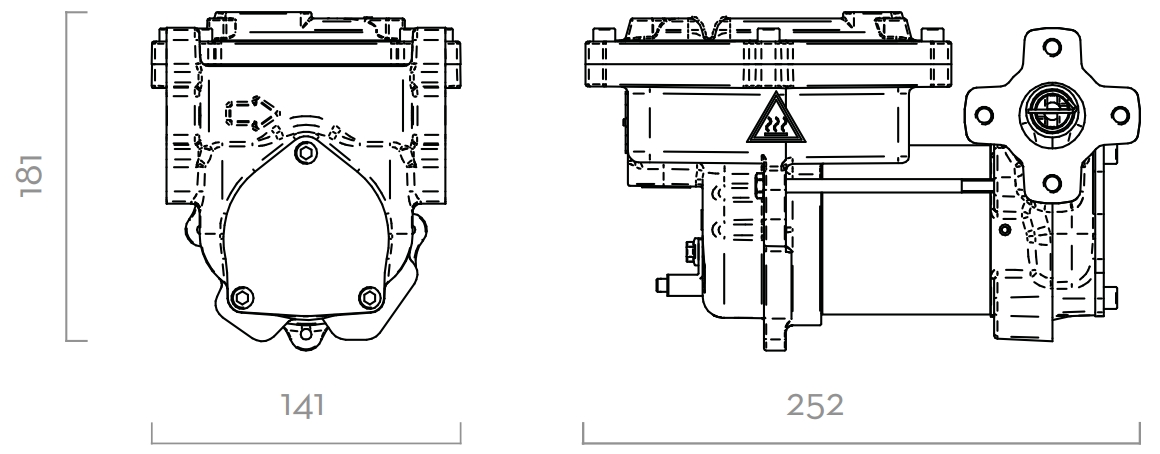 Габаритный чертеж насоса Piusi EX75 12V DC ATEX