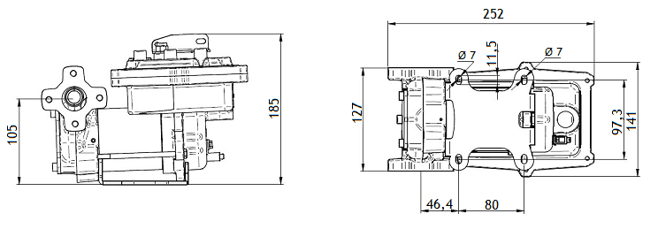 Габаритный чертеж насоса Piusi Drum-EX50 DC 12V
