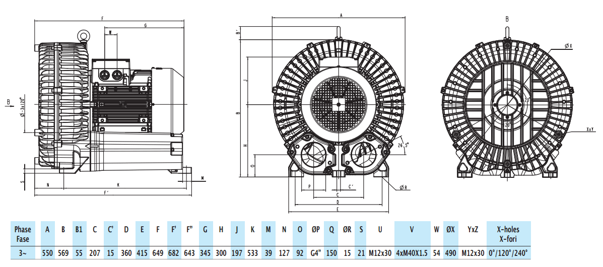 Габаритный чертеж воздуходувки Zenova 2RB 930-185