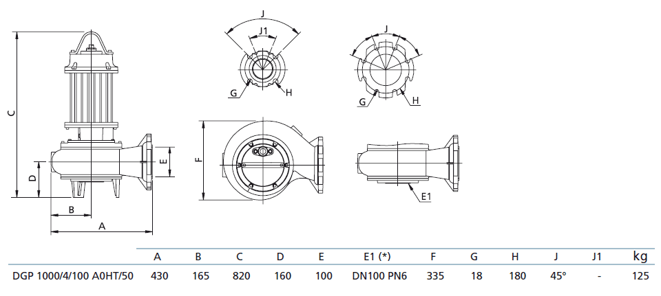Габаритный чертеж насоса Zenit DGP 1000/4/100 A0HT5