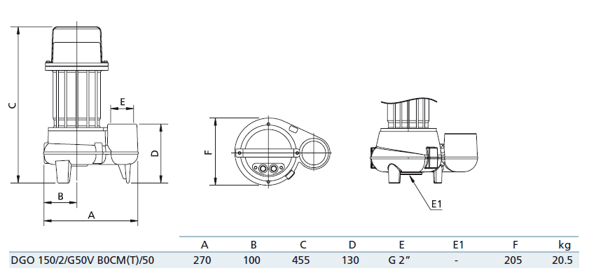 Габаритный чертеж насоса Zenit DGO 150/2/G50V B0CM5