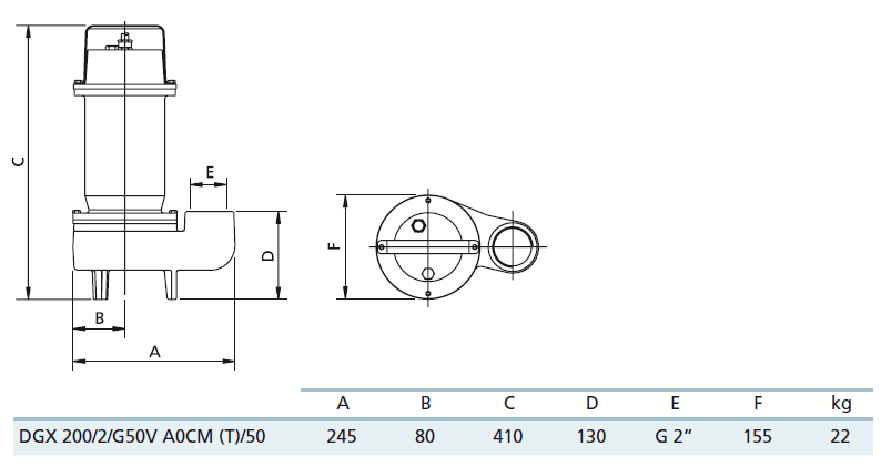 Габаритный чертеж насоса Zenit DGX 200/2/G50V A0CT5