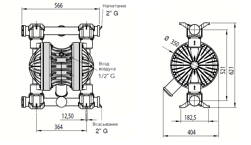Габаритный чертеж насоса Debem BOXER 502-AL