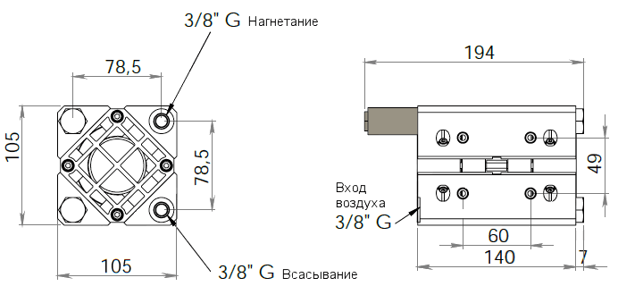 Габаритный чертеж насоса Debem CUBIC 15-F