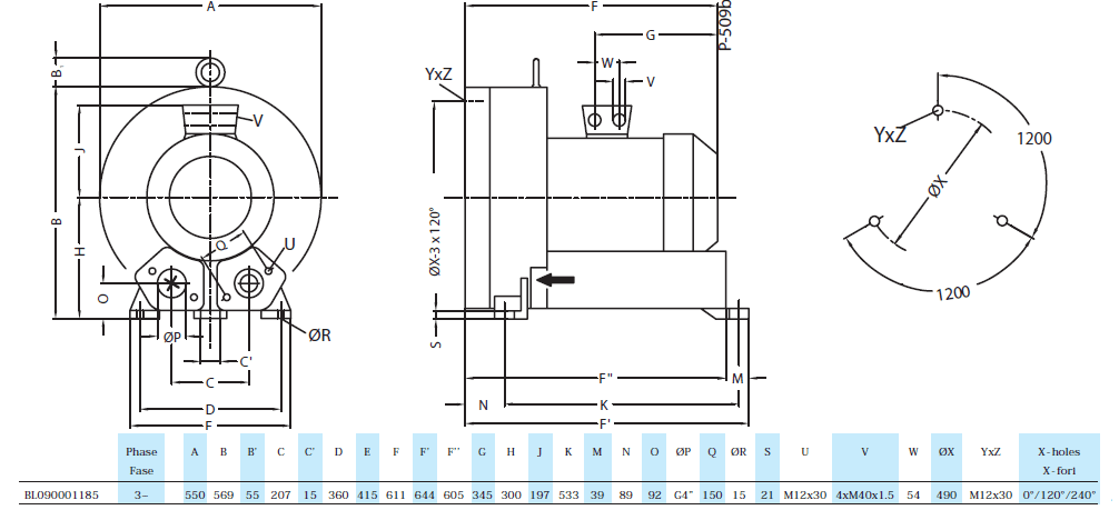 Габаритный чертеж воздуходувки Seko BL090001185