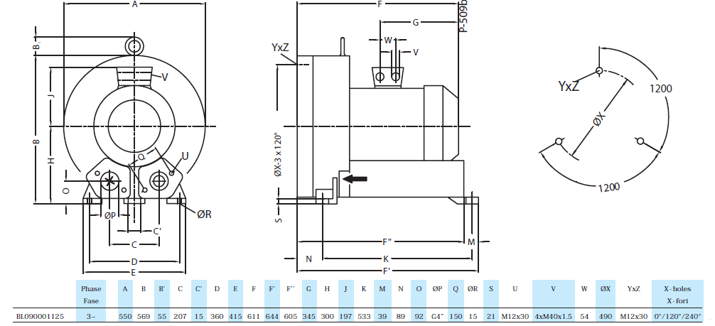 Габаритный чертеж воздуходувки Seko BL090001125