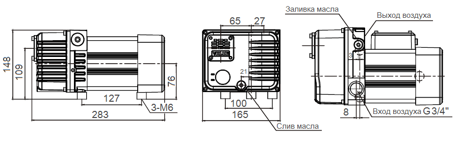 Габаритный чертеж насоса VSV-10_220