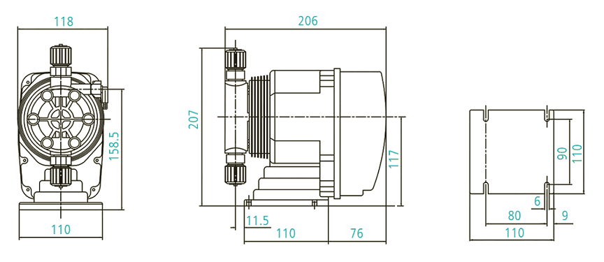 Габаритный чертеж насоса ArkDose DFD-50-02-X