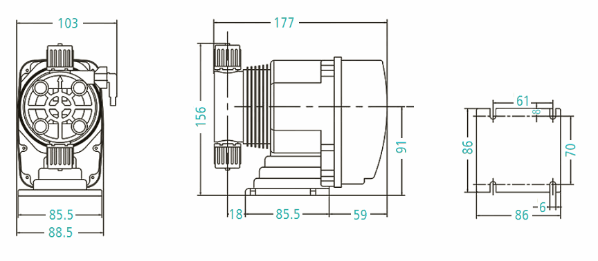 Габаритный чертеж насоса ArkDose DFD-06-05-M