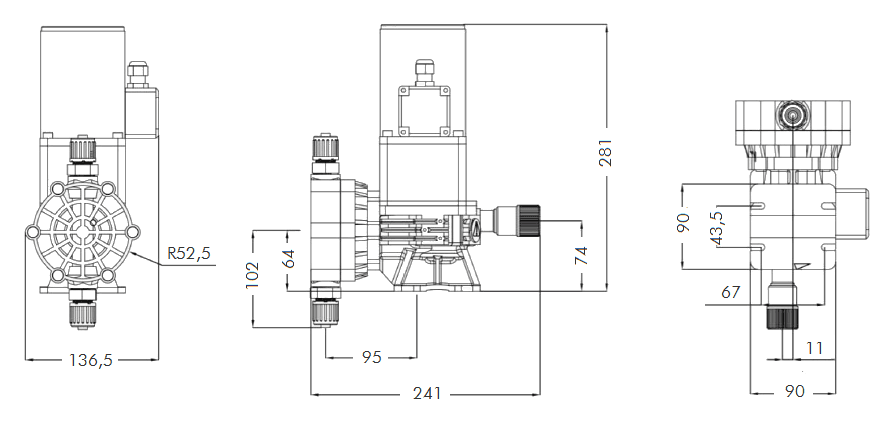 Габаритный чертеж насоса Arkdose E150-03-220