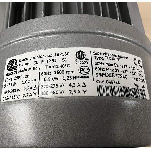 Шильдик воздуходувки Esam TECNOJET II/s_0,75