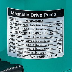 Шильдик насоса MDP-40RM-220