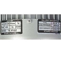 Шильдик безмасляного вакуумного насоса Stairs Vacuum ROV-8N_220