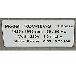 Шильдик безмасляного вакуумного насоса Stairs Vacuum ROV-16V_220