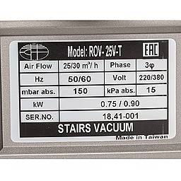Шильдик безмасляного вакуумного насоса Stairs Vacuum ROV-25V