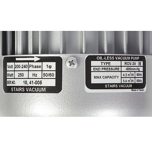 Шильдик безмасляного вакуумного насоса Stairs Vacuum ROV-3V_220