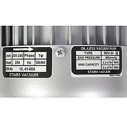 Шильдик безмасляного вакуумного насоса Stairs Vacuum ROV-3V_220
