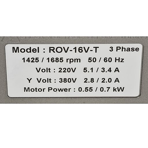 Шильдик безмасляного вакуумного насоса Stairs Vacuum ROV-16V