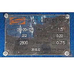 Шильдик центробежного насоса для горячих масел ZY Technology RY 20-20-125