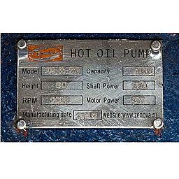 Шильдик центробежного насоса для горячих масел ZY Technology RY 100-65-250