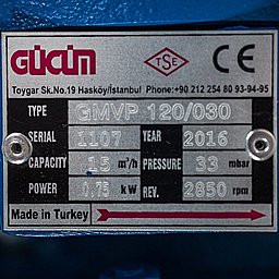 Шильдик насоса Ангара GMVP 120/030